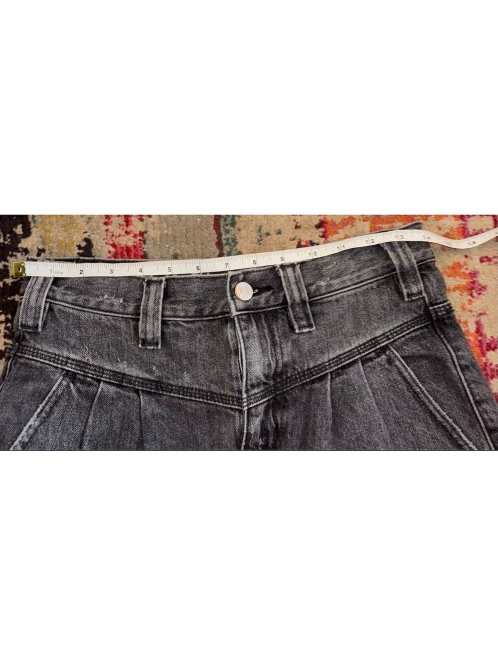 Free People Y2K Boho Western Mini Skirt- Sidecar Distressed Black Denim size 25 - Picture 10 of 10